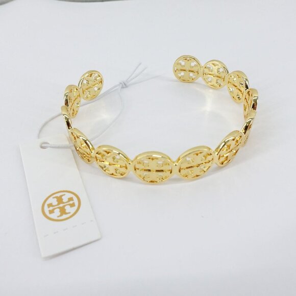 Tory Burch Miller Logo Cuff Bracelet Gold OS - Picture 4 of 10